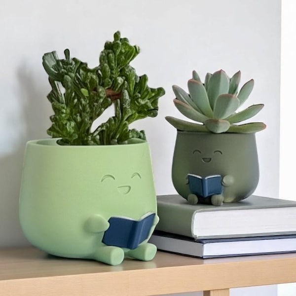 Book Planter for Succulents | Cute Bookworm Desk Decor | Funny Pot, Book Lover Gift, Teacher & Librarian Gift