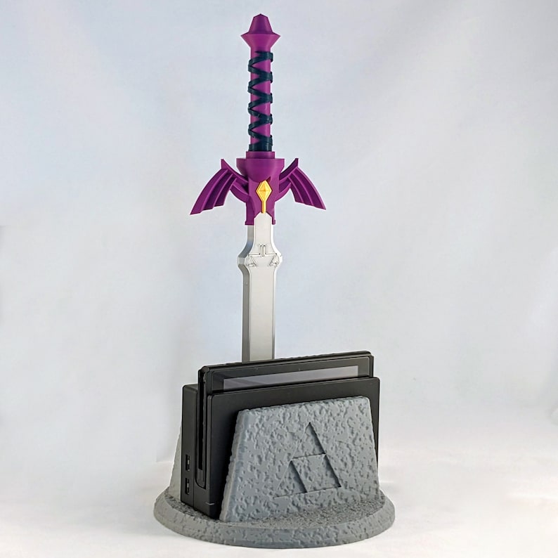 Zelda Master Sword Dock for Switch & Switch 2 | Tears of the Kingdom Gaming Decor | 3D Printed Stand Organizer Gift image 2