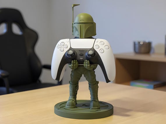 Boba Fett Controller Stand | Star Wars Desk Decor | Mandalorian Gamer Gift for Him | PS5 & Xbox Holder Organiser