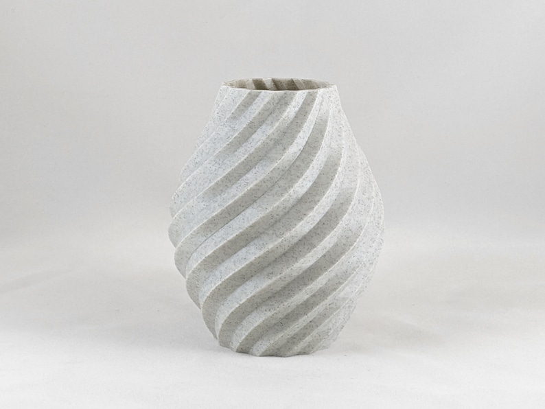 Swirl Decorative Vase Ornament I Navy, White, Stone I 3D Print Flower Vase Elegant Modern Vase image 5