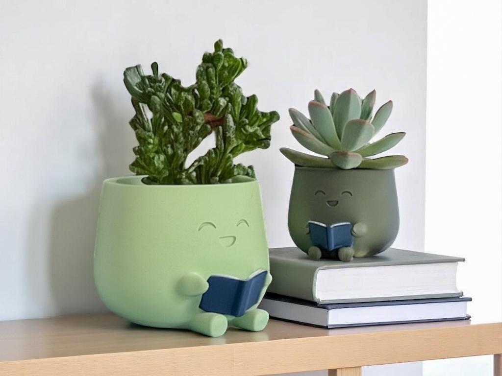 Book Planter for Succulents Cute Bookworm Desk Decor