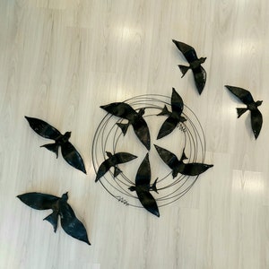 Metal Dimensional Wall Art 80x80cm-5 fixed+4 extra birds.Metal Wall Decor, outdoor,patio decor ideas ,home decor, coastal decor,handmade