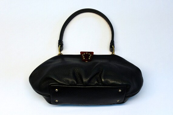 Vintage black leather bag Black purce bag Leather… - image 4
