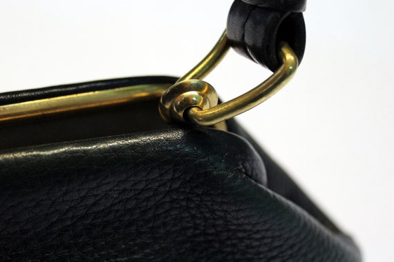 Vintage black leather bag Black purce bag Leather… - image 8