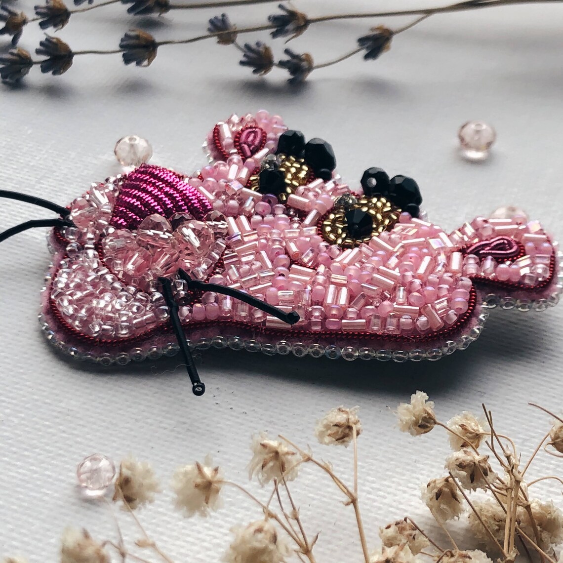 Embroidered Pink Panther Brooch Jewelry Panther Etsy