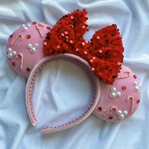 Pink Candy Cane Christmas Minnie Ears