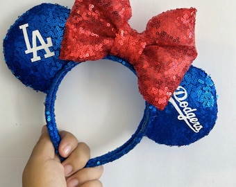 Dodgers LA Baseball Mickey Minnie Mouse Ears Headband  display picture 1