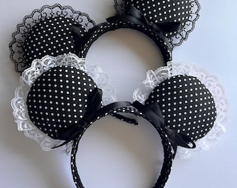 Polka Dot Lace Coquette Minnie Ears