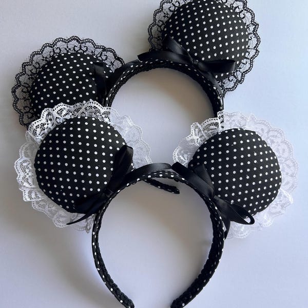 Polka Dot Lace Coquette Minnie Ears