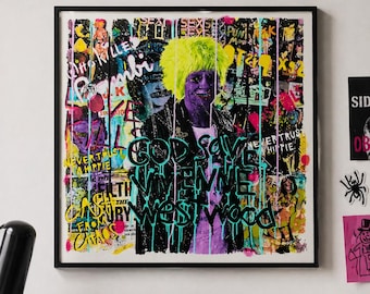 God Save Vivienne Westwood Art Print, Punk Fashion Wall Art, Gothic Grunge Poster, London Punk Style