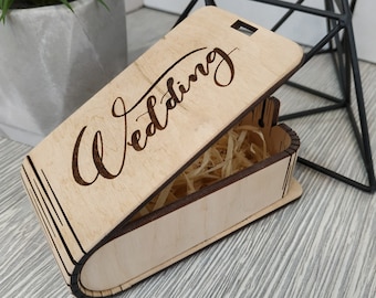 Engraved Wooden USB Flash Drive & Box: Personalized Wedding Photo Gift