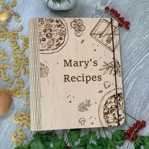 Personalized Wooden Recipe Book Binder: Engraved Cookbook Gift
