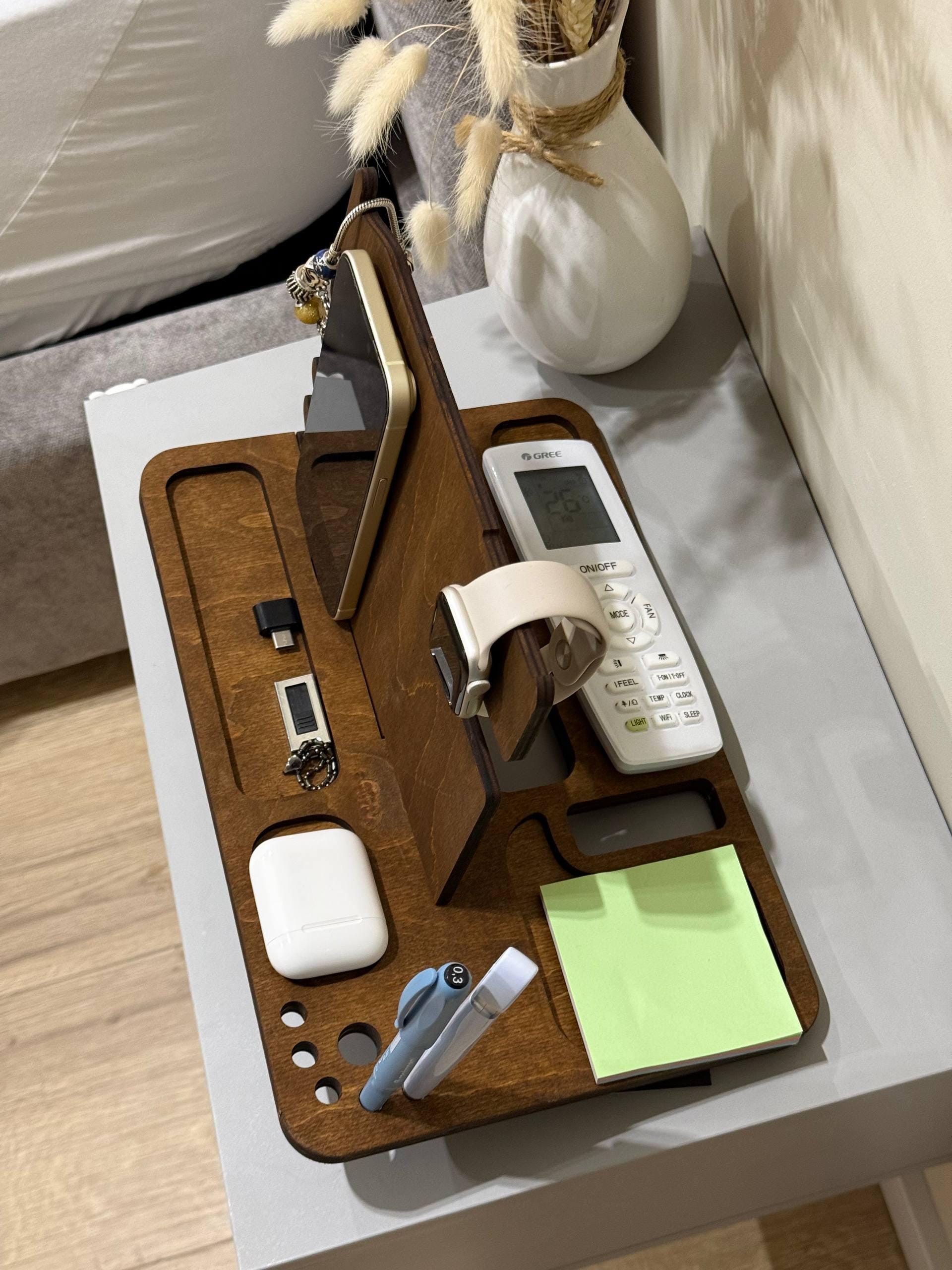 Wooden Docking Station with Wireless Charging Logo engraving, personalization. Custom text.