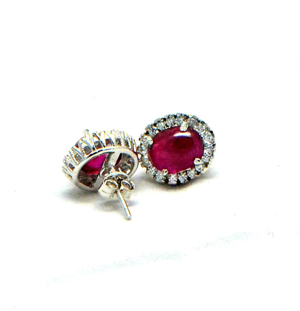 Natural RUBY STUDS EARRINGS in 925 Sterling Silver American | Etsy