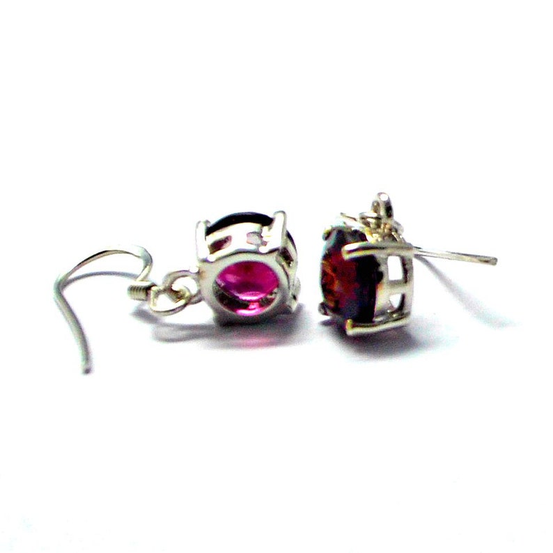 Round Cut Garnet 2nd Anniversary Gift Natural GARNET EARRINGS in 925 Sterling Silver RED Garnet Drop Earrings Garnet Dangles