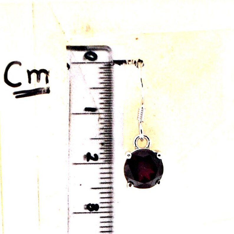 Round Cut Garnet 2nd Anniversary Gift Natural GARNET EARRINGS in 925 Sterling Silver RED Garnet Drop Earrings Garnet Dangles