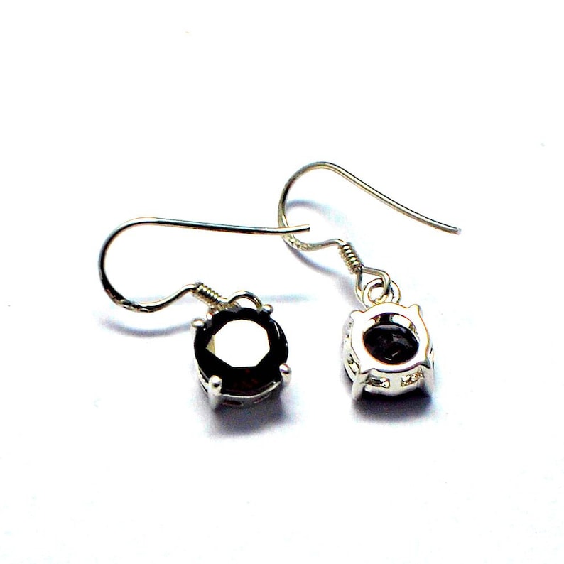 Round Cut Garnet 2nd Anniversary Gift Natural GARNET EARRINGS in 925 Sterling Silver RED Garnet Drop Earrings Garnet Dangles