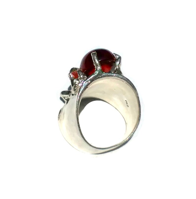 Heavy Ring for Women Natural GARNET RING with Natural RUBY in 925 Sterling Silver Oval Cabochon Stone High Quality Red Garnet Stone