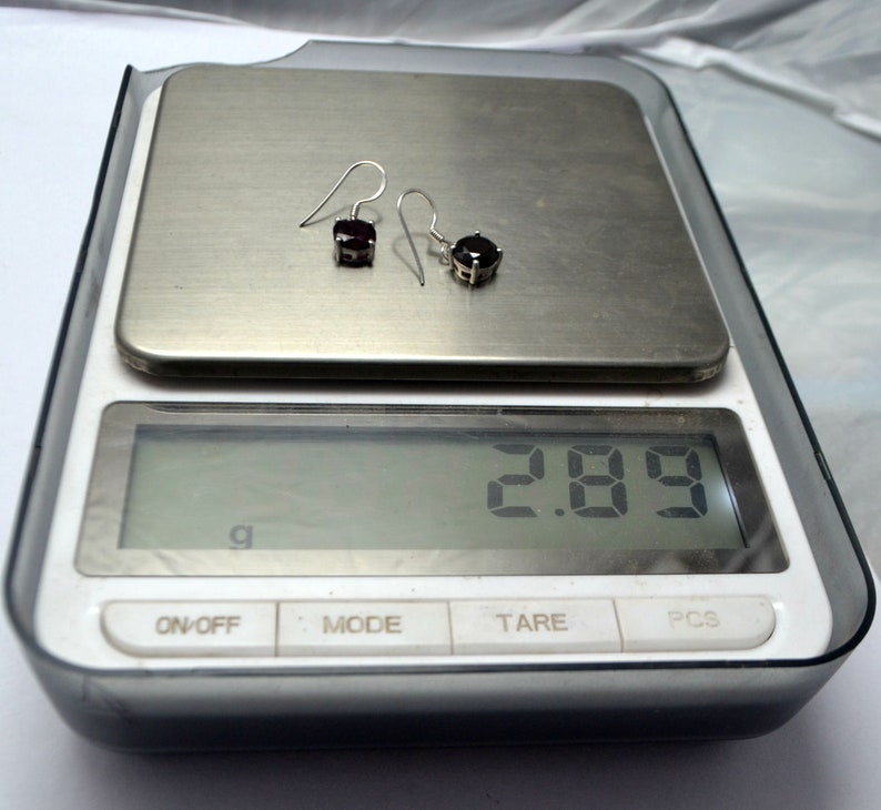 Round Cut Garnet 2nd Anniversary Gift Natural GARNET EARRINGS in 925 Sterling Silver RED Garnet Drop Earrings Garnet Dangles