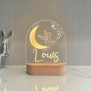 Fairy and Moon Night Light, Baby Girl Gift, Children Child Bedroom, Nursery Light, Newborn Gift, Nursery Room, Christening Present