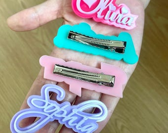 Name Haarspange Personalisiert - Name Krokodilklemme - Benutzerdefinierte Haarspange - Mädchen Haarspange - Geburtstagsgeschenk - Weihnachtsgeschenk - Prinzessin Haarspange