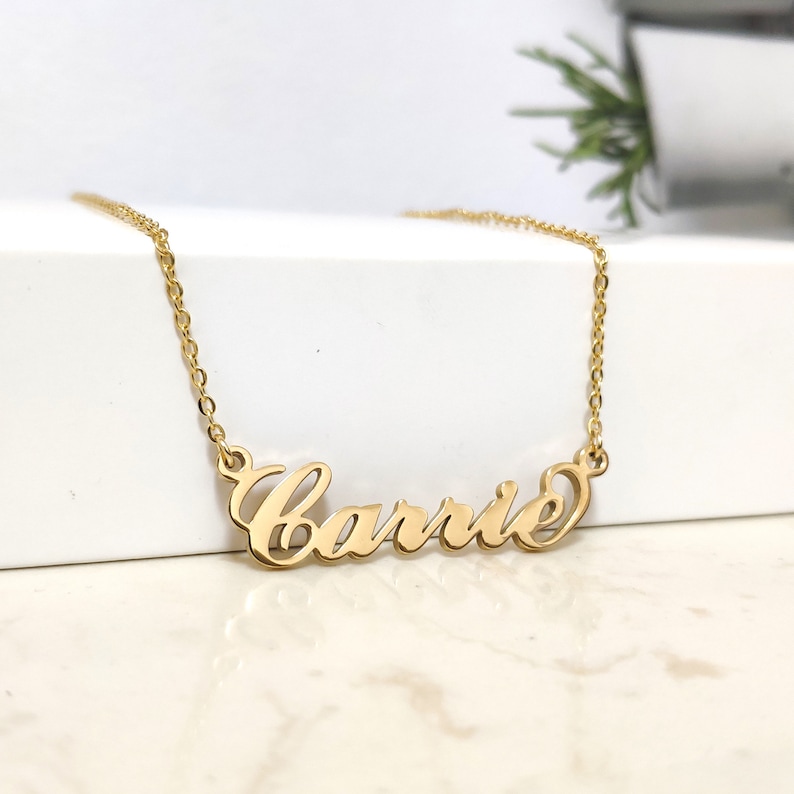 Personalized Name Necklace, Name Necklace Gold, Carrie Name Necklace, Custom Necklace, Birthday Present, Christmas Gifts, Stainless Steel 