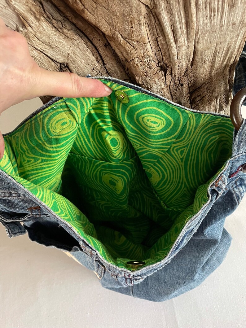 Upcycled Large Denim Shoulder / Life Bag / Sack Bag / Hobo Bag Etsy