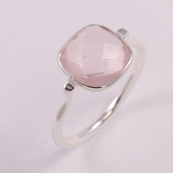 Rose Quartz Ring, Gorgeous Natural Rose Quartz Ring, Sterling Silver Ring, Pink Gemstone Ring, 925 Sterling Silver Ring, Gift Ring For Mom