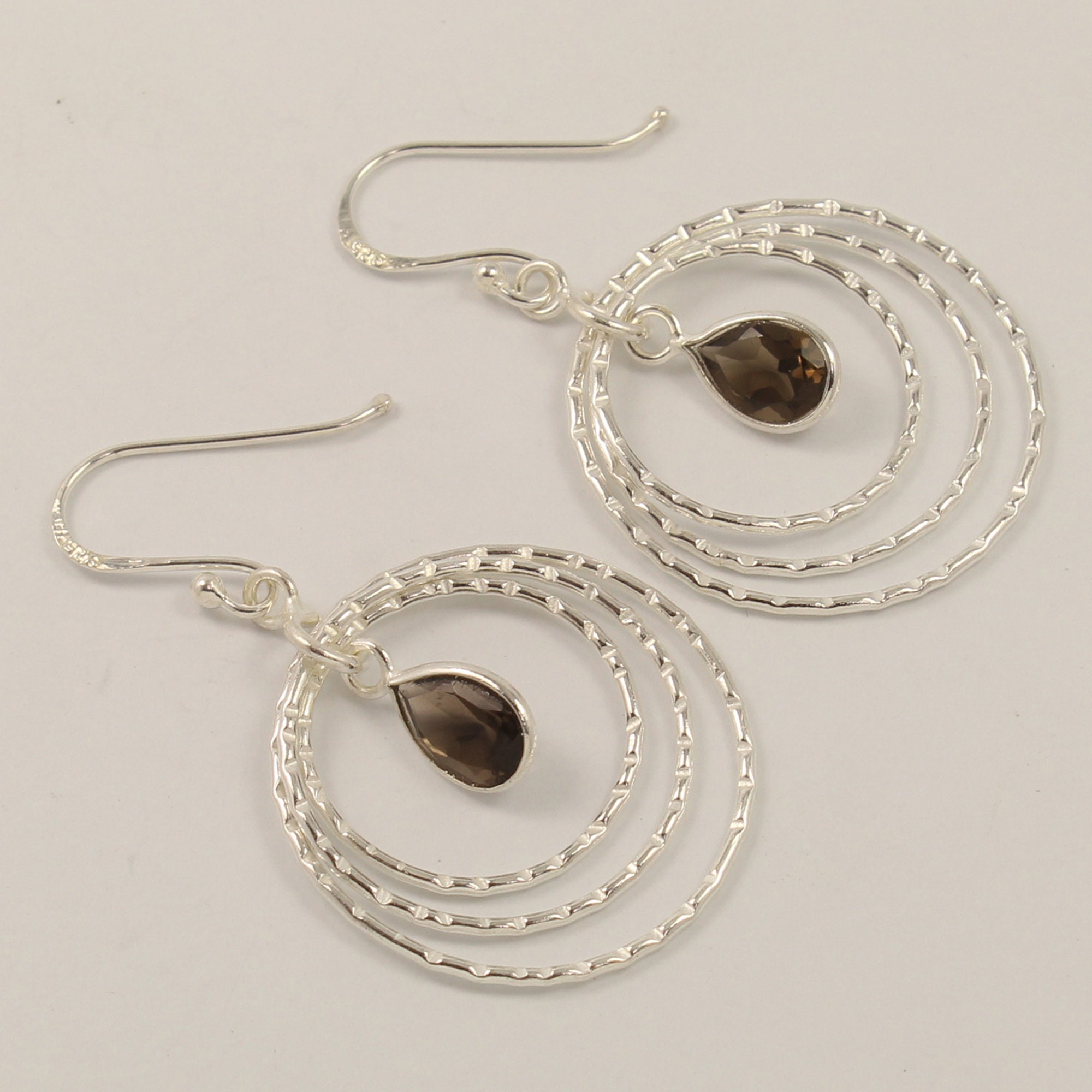 Details about   Smoky Quartz Gemstone 925 Sterling Silver Zigzag Earrings Handmade Jewelry 