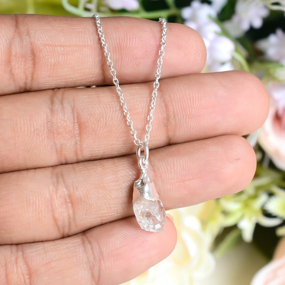 Raw clear quartz sales necklace