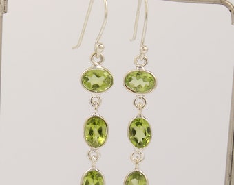 Natural Peridot Earrings, Handmade Silver Earrings, Green Gemstone Earrings, 925 Sterling Silver Earring, Gift for Her, Dangle Drop Earrings