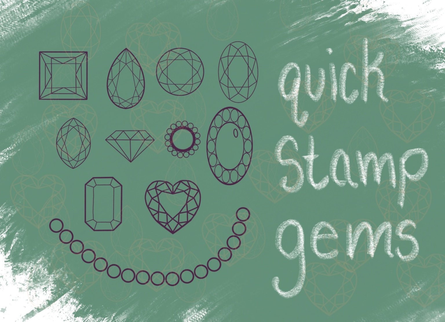 Procreate Brushes: Gem Stamp Set for Tattoo Designs, Crystals, and Jewelry Art