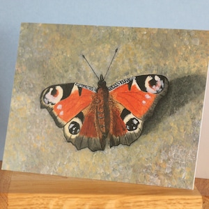 Tarjeta de felicitación de la mariposa del pavo real