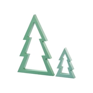 2 decorative fir trees wooden fir Christmas tree mint green 20.5/42.5 cm