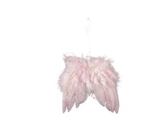 Engelsflügel aus Federn 11 cm rosa mit Glitzer Deko Weihnachten 551023-011-302