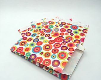 24 Papiertüten Geschenktüten bunte Kreise 12 x 20 cm