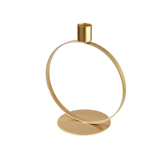 Kerzenhalter Ring auf Fuß Metall goldfarben 17 cm 153325020