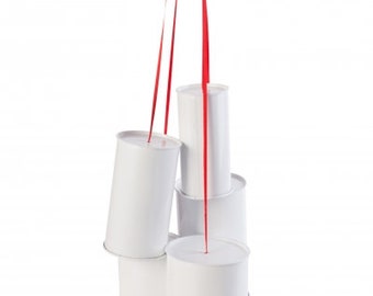 Latas de boda, juego de 5, blancas, latas para coche de bodas, segunda opción, 40096