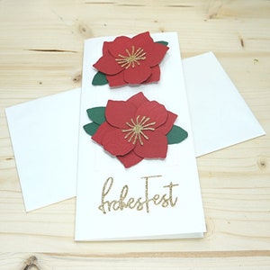Christmas card &quot;Merry Christmas&quot; with envelope Christmas rose Christmas