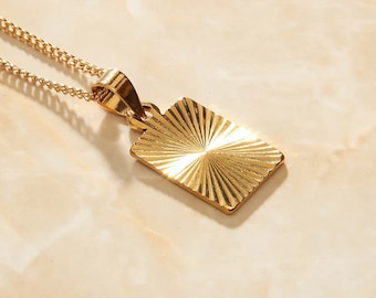 Gold Sunburst Pendant Necklace