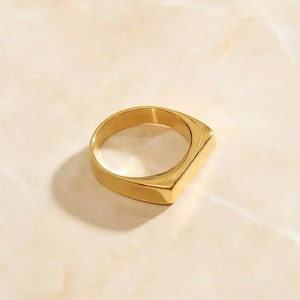 Gold Slim Rectangular Signet Ring