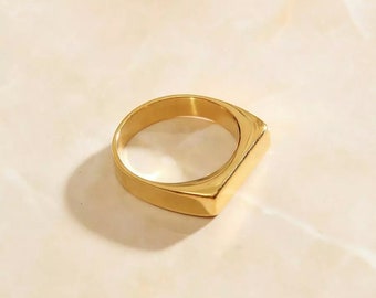 Gold Slim Rectangular Signet Ring