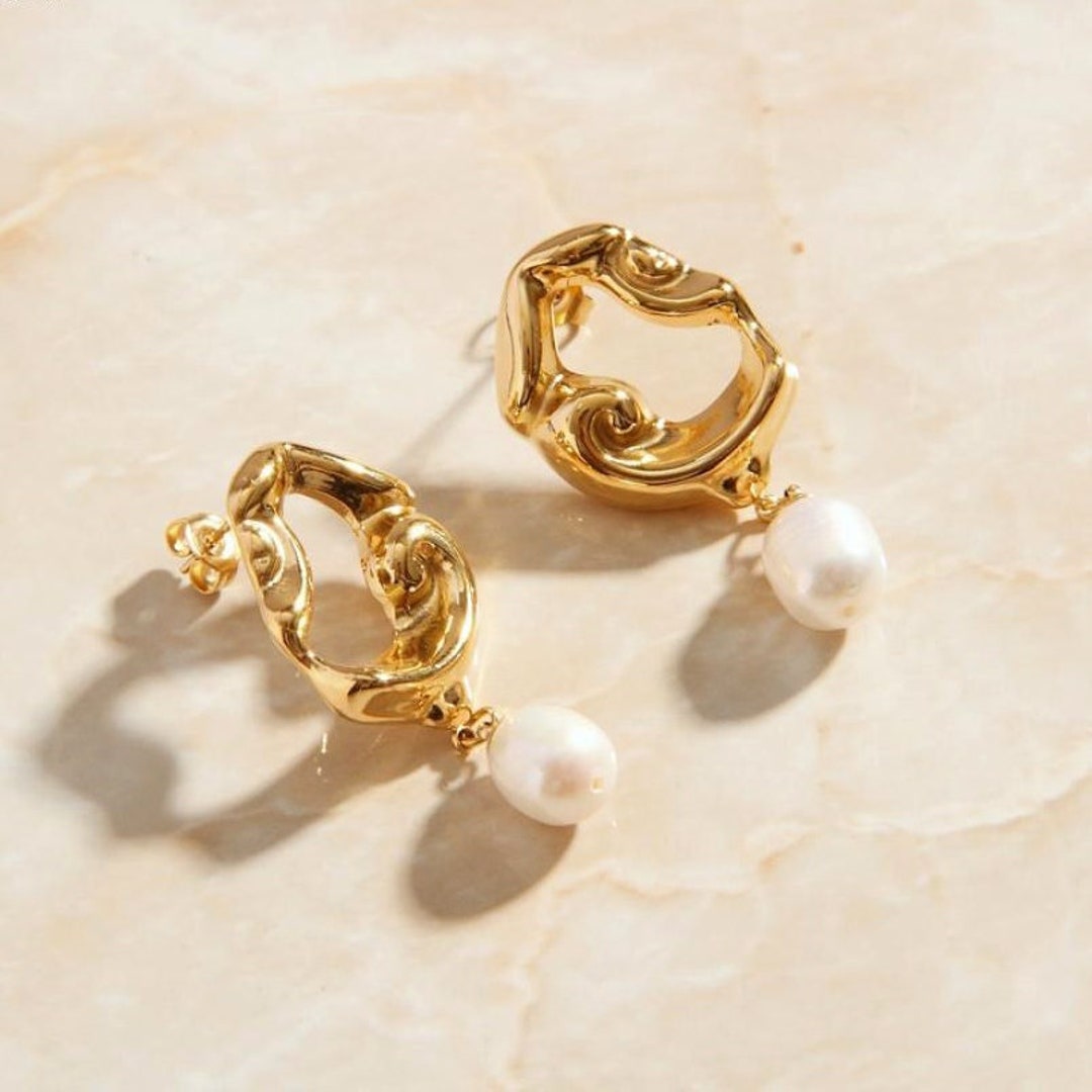 ピアス LESS IS MORE Single sale 14K gold freshwater pearl earrings 8.0-9.0mm Baroque Freshwater Cultured Pearl Drop Earrings in