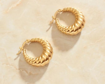 Boucles d'oreilles torsadées dorées