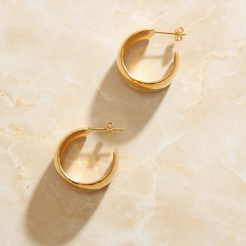 Gold Wide Curved Earrings - Etsy