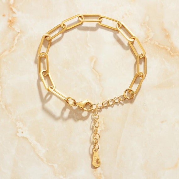 Buy Gold Long Link Chain Bracelet Online in India Etsy