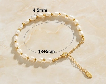 Gold Pearl Chain Link Bracelet - Etsy