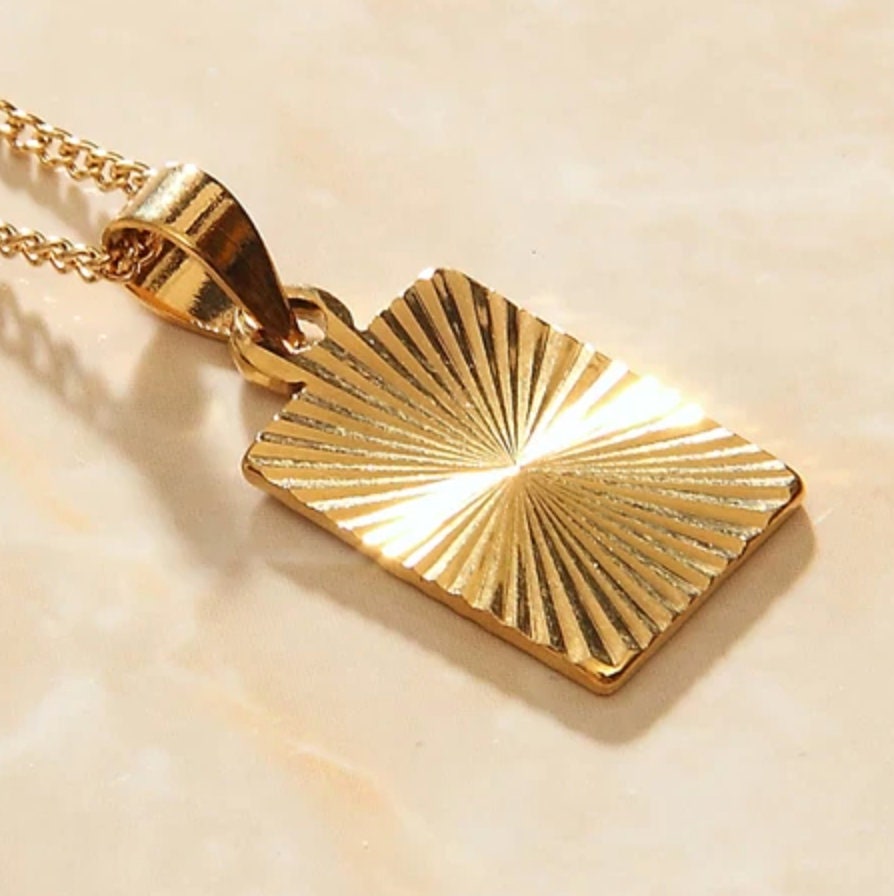 ネックレス・ペンダント Square Stone Sunburst Necklace Dainty Sunburst Necklace – Sami Jewels