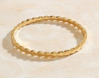 Gold Hexagonal Honeycomb Bangle Bracelet