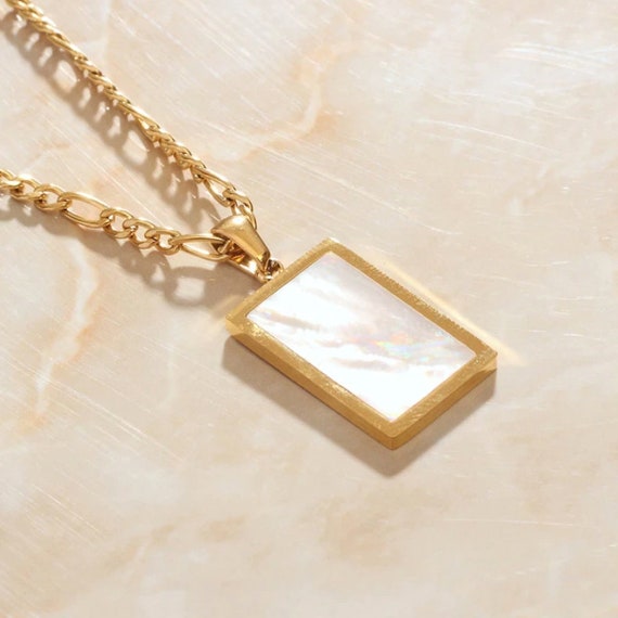 Gold Shell Square Pendant Necklace - Etsy
